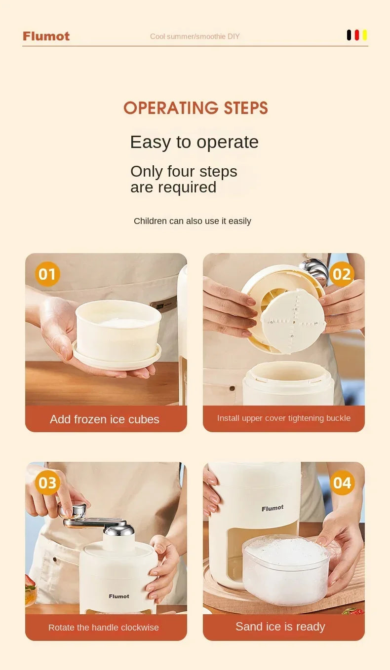 Portable Mini Hand-crank Ice Crusher Slush Machine for Home Use - Easy Ice Making A