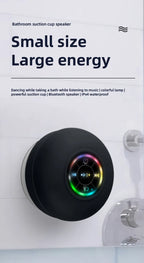 Portable Waterproof Mini Bluetooth Shower Speaker with Suction Cup and LED Lights 3D Surround Stereo Subwoofer Bathroom Audio