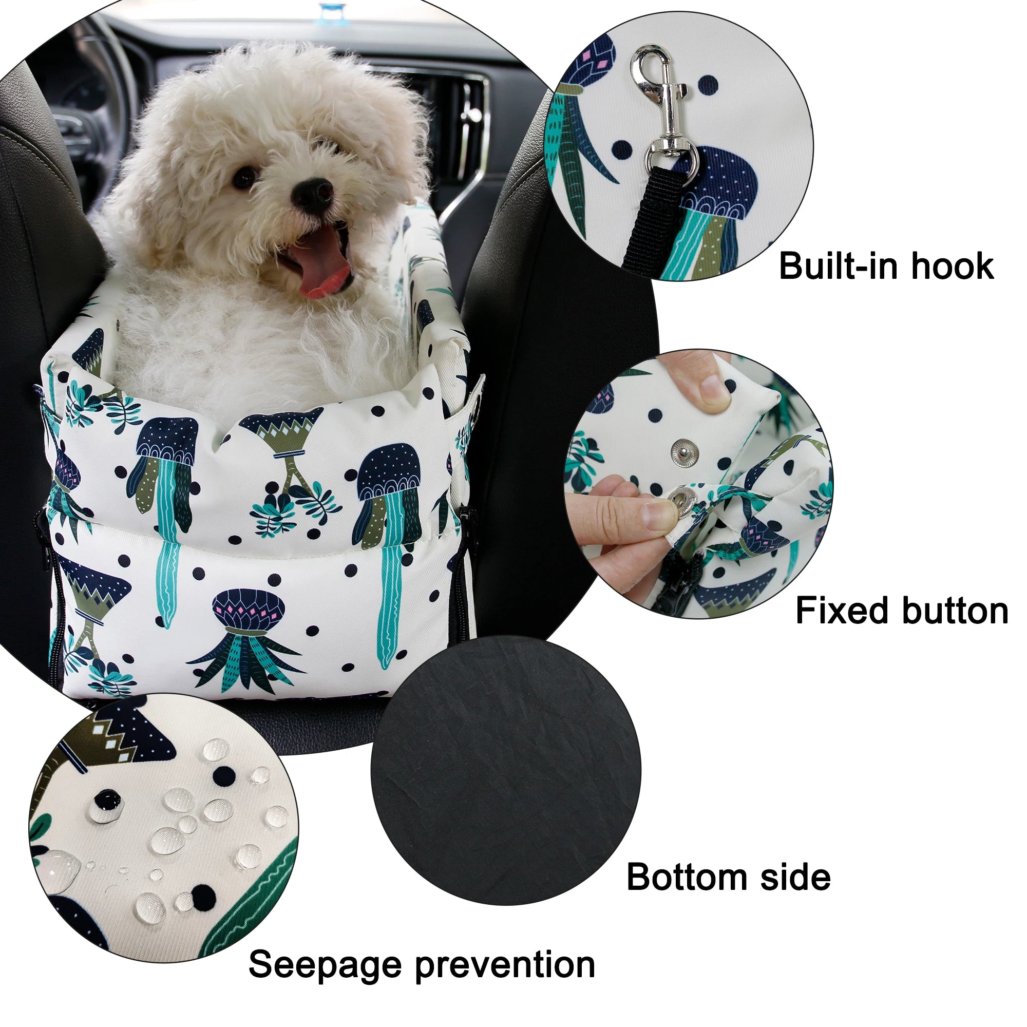 Pet Dog Armrest Booster Interactive Car Seat Safety Tethers Console Travel Carrier With Removable Bed