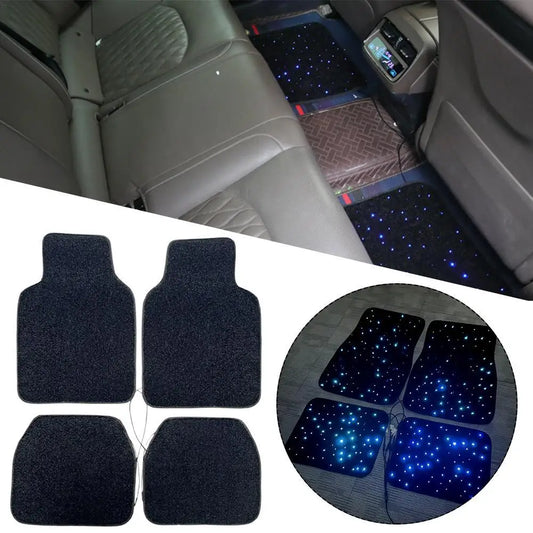 1Set Car Universally LED Light Up Car Floor Mats Starlight Fiber Optic Car Rugs Mat Light