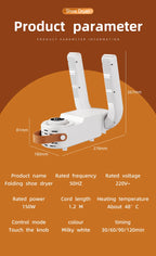 Portable Electric Shoe Dryer Adjustable Shoe and Boot Dryer With Intelligent Timer Foldable Shoe and Boot Dryer Shoe Drying Mach