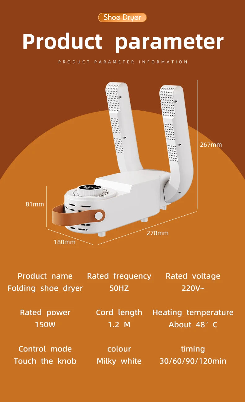 Portable Electric Shoe Dryer Adjustable Shoe and Boot Dryer With Intelligent Timer Foldable Shoe and Boot Dryer Shoe Drying Mach