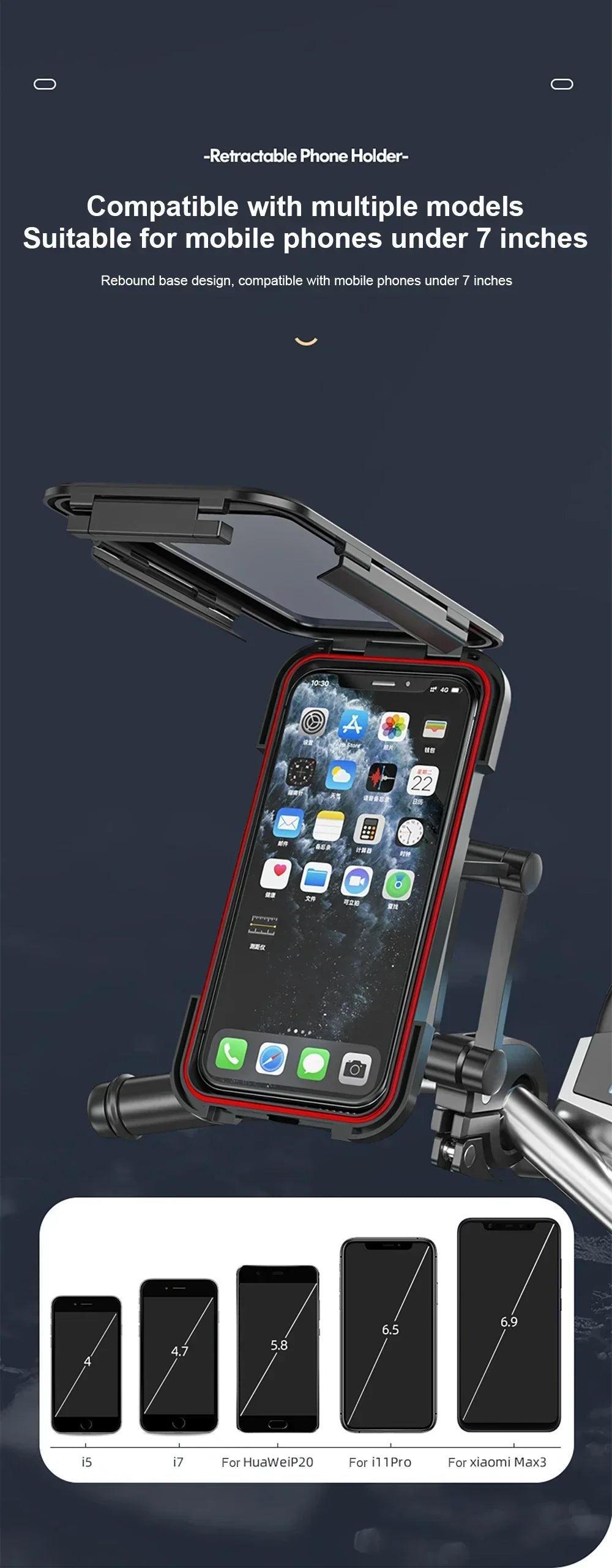 Waterproof Motorcycle Bike Mobile Phone Holder Magnetic Universal Bicycle GPS 360° Swivel Adjustable Motorcycle Cellphone Holde