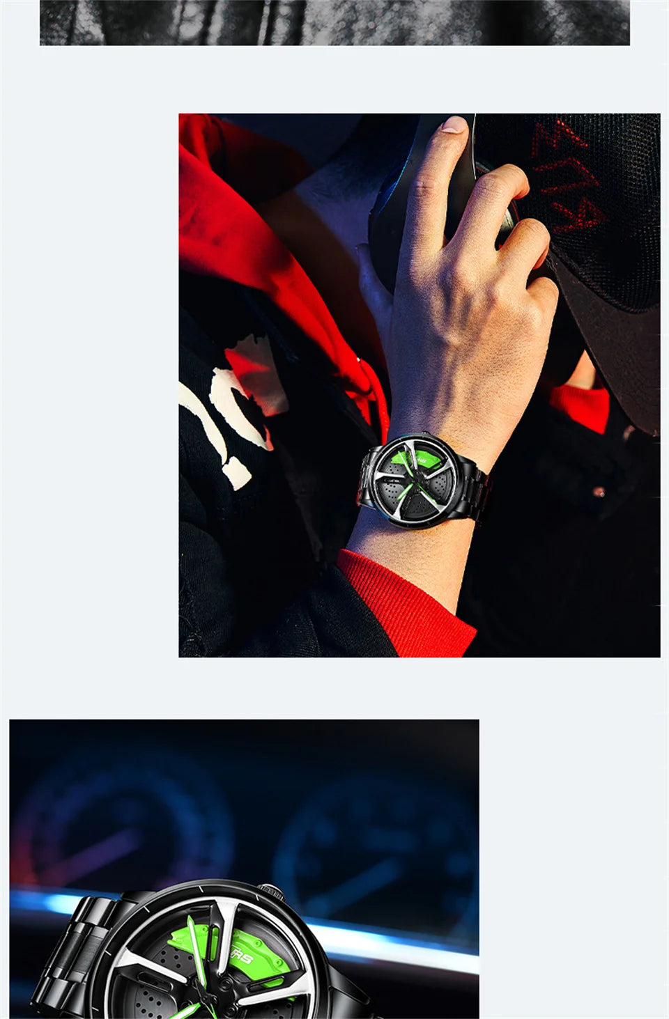 Sports 3D Spinning Mens Watches Car Rim Hub Wheel Watches Waterproof Quartz Car Wristwatch Watch Unique Design Relogio Masculino