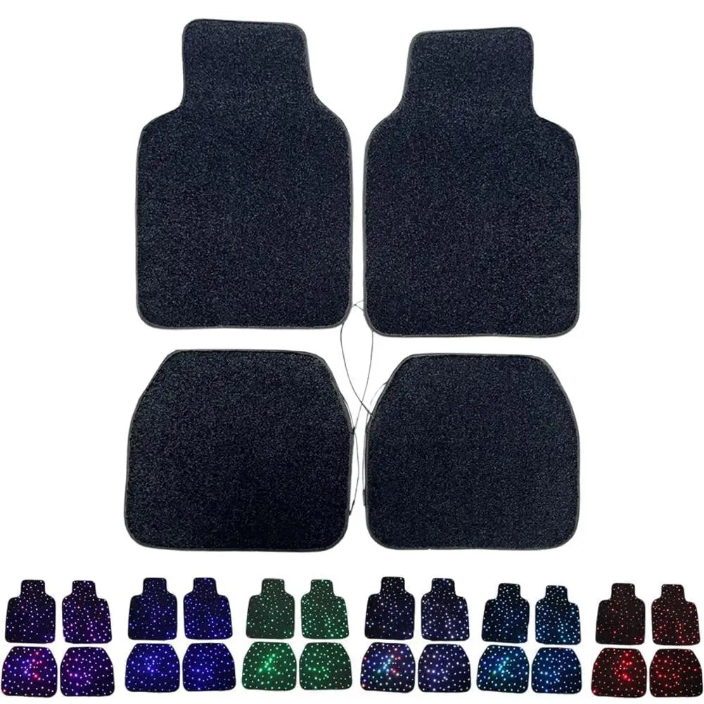 1Set Car Universally LED Light Up Car Floor Mats Starlight Fiber Optic Car Rugs Mat Light