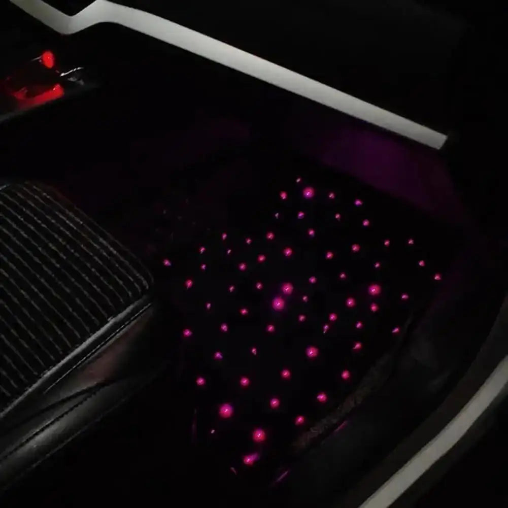 1Set Car Universally LED Light Up Car Floor Mats Starlight Fiber Optic Car Rugs Mat Light