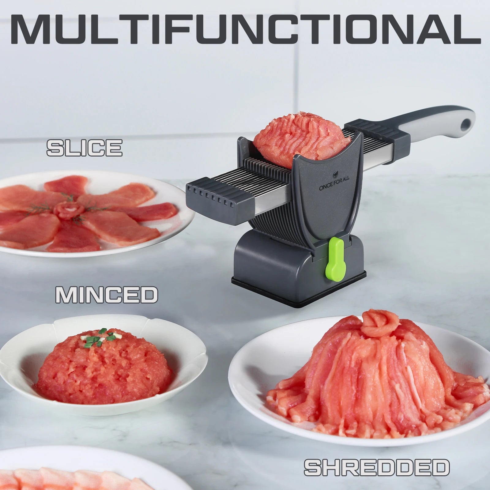ONCE for All Meat Slicer and  Knife Set for Meat Slicing , Manual Fresh Meat Cutter, Slicer for Beef, Pork, Chicken Breast