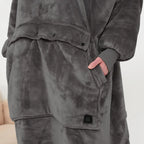 Oversized Wearable Blanket Hoodie with Sleeves Pocket Sherpa Fleece Blanket Sweatshirt Warm Thick Plush Heating Hooded Blankets