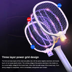 Electric Fly Insect Bug Zapper 2 in 1 Racket Mosquito Killer Fly Swatter Trap USB Rechargeable for Home 3000V UV Light Bug