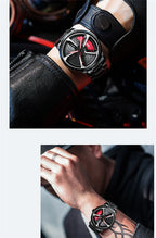 Sports 3D Spinning Mens Watches Car Rim Hub Wheel Watches Waterproof Quartz Car Wristwatch Watch Unique Design Relogio Masculino