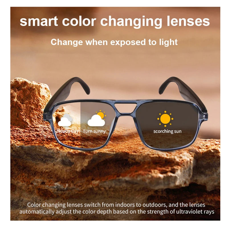 GS-10 Smart Audio Glasses Color-Changing Lenses Rechargeable Wireless Call Voice Assistant  and Music Control