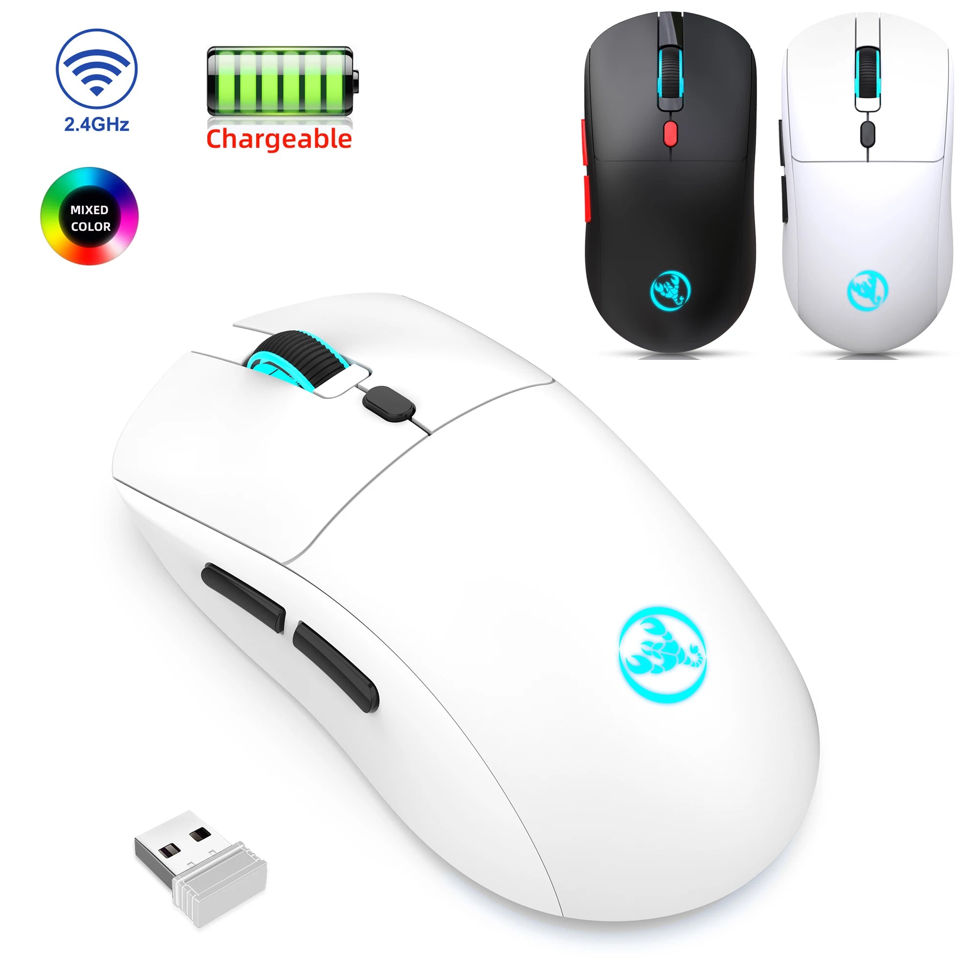 60% Wireless Gaming Keyboard and Mouse Combo, RGB Backlit Quiet Ergonomic Mechanical Feeling Keyboard, Gaming Mouse for Desktop