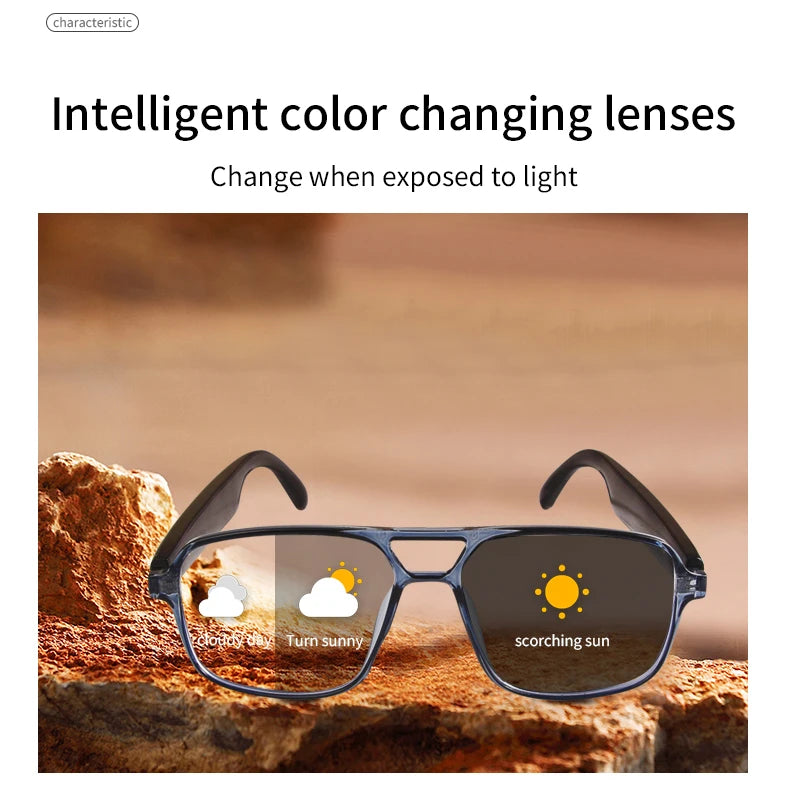 GS-10 Smart Audio Glasses Color-Changing Lenses Rechargeable Wireless Call Voice Assistant  and Music Control