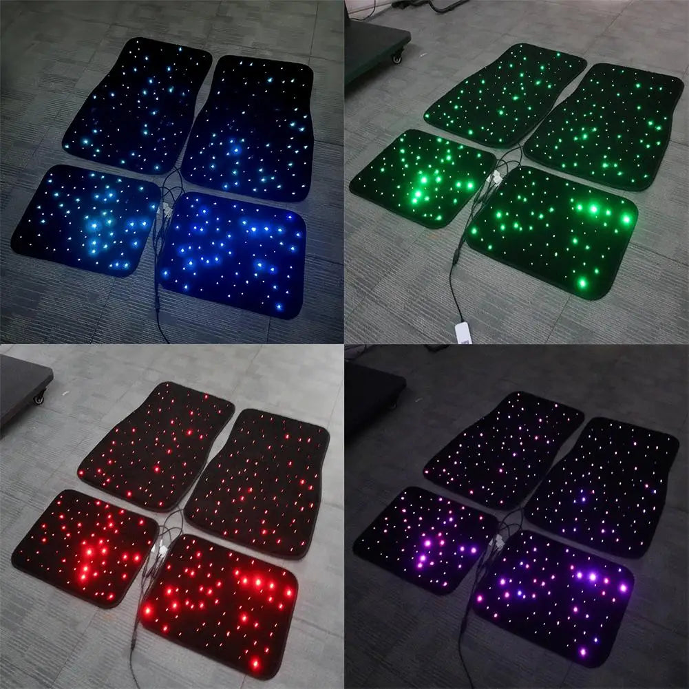 1Set Car Universally LED Light Up Car Floor Mats Starlight Fiber Optic Car Rugs Mat Light