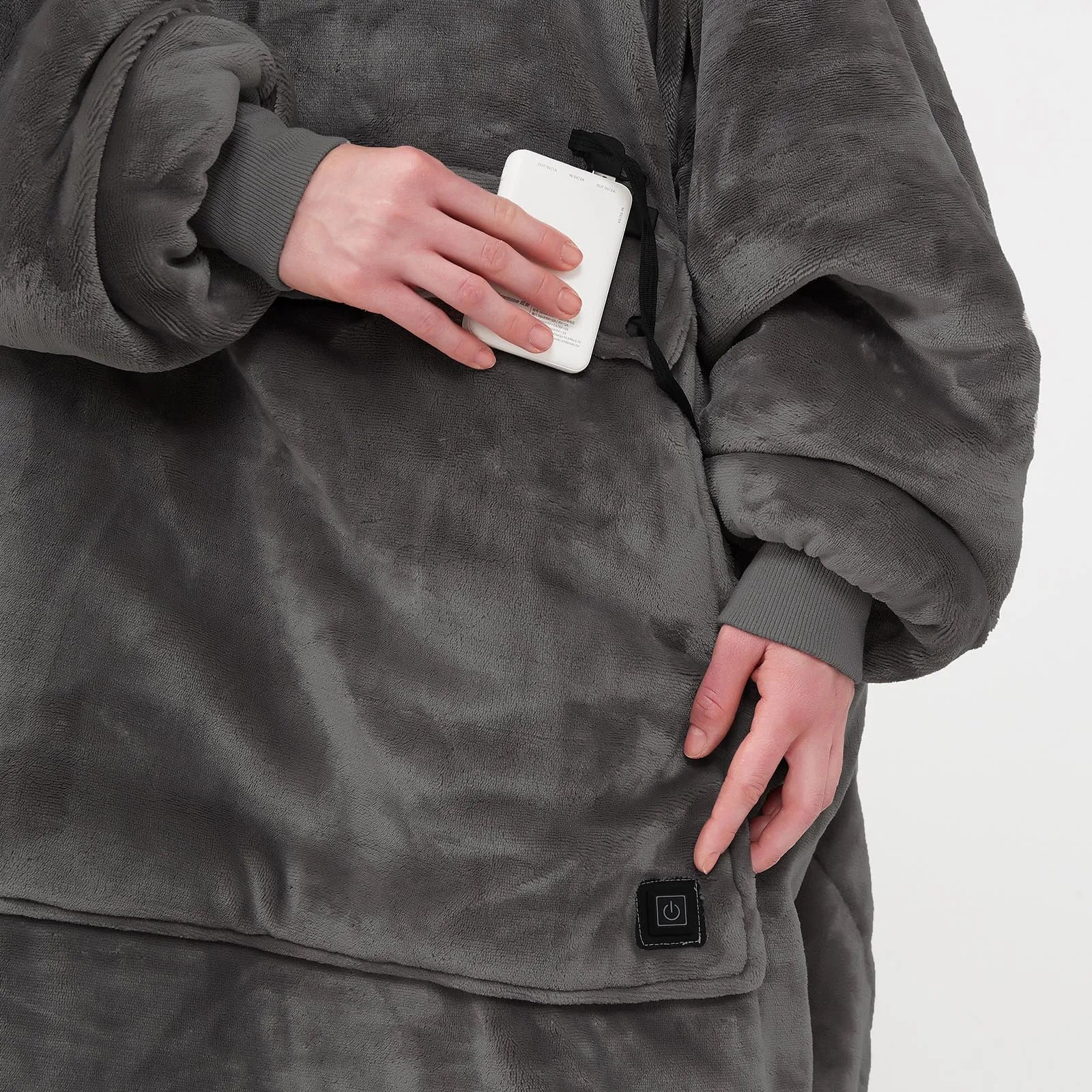 Oversized Wearable Blanket Hoodie with Sleeves Pocket Sherpa Fleece Blanket Sweatshirt Warm Thick Plush Heating Hooded Blankets