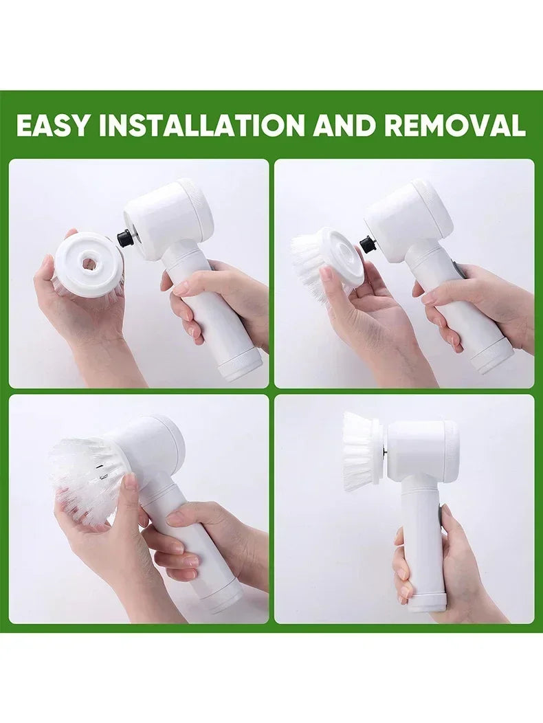 Electric Spin Scrubber, 5 in 1 Electric Cleaning Brush Bathroom Cleaning Brush with 5 Replaceable Heads, Handheld Cleaning Brush