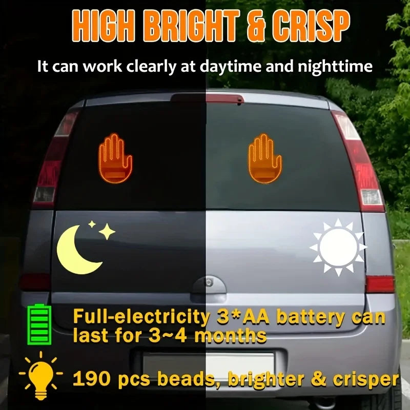New LED Illuminated Gesture Light Car Finger Light With Gesture Light Hand Lamp Funny Hand Lamp Windshield Warning  LED Up Sign