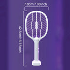 Electric Fly Insect Bug Zapper 2 in 1 Racket Mosquito Killer Fly Swatter Trap USB Rechargeable for Home 3000V UV Light Bug