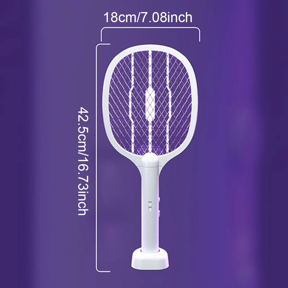 Electric Fly Insect Bug Zapper 2 in 1 Racket Mosquito Killer Fly Swatter Trap USB Rechargeable for Home 3000V UV Light Bug