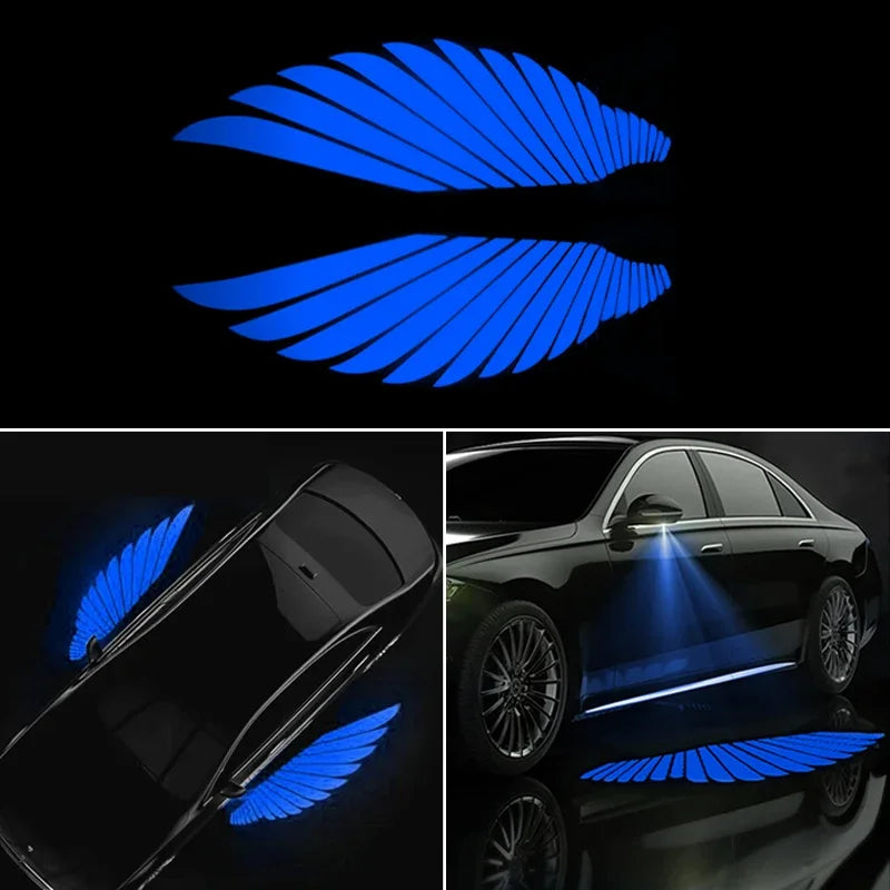 LED Light 2PCS Car Angel Wings Welcome Light Rearview Mirror Welcome Light Angel Wings Carpet Projection Auto Decoration