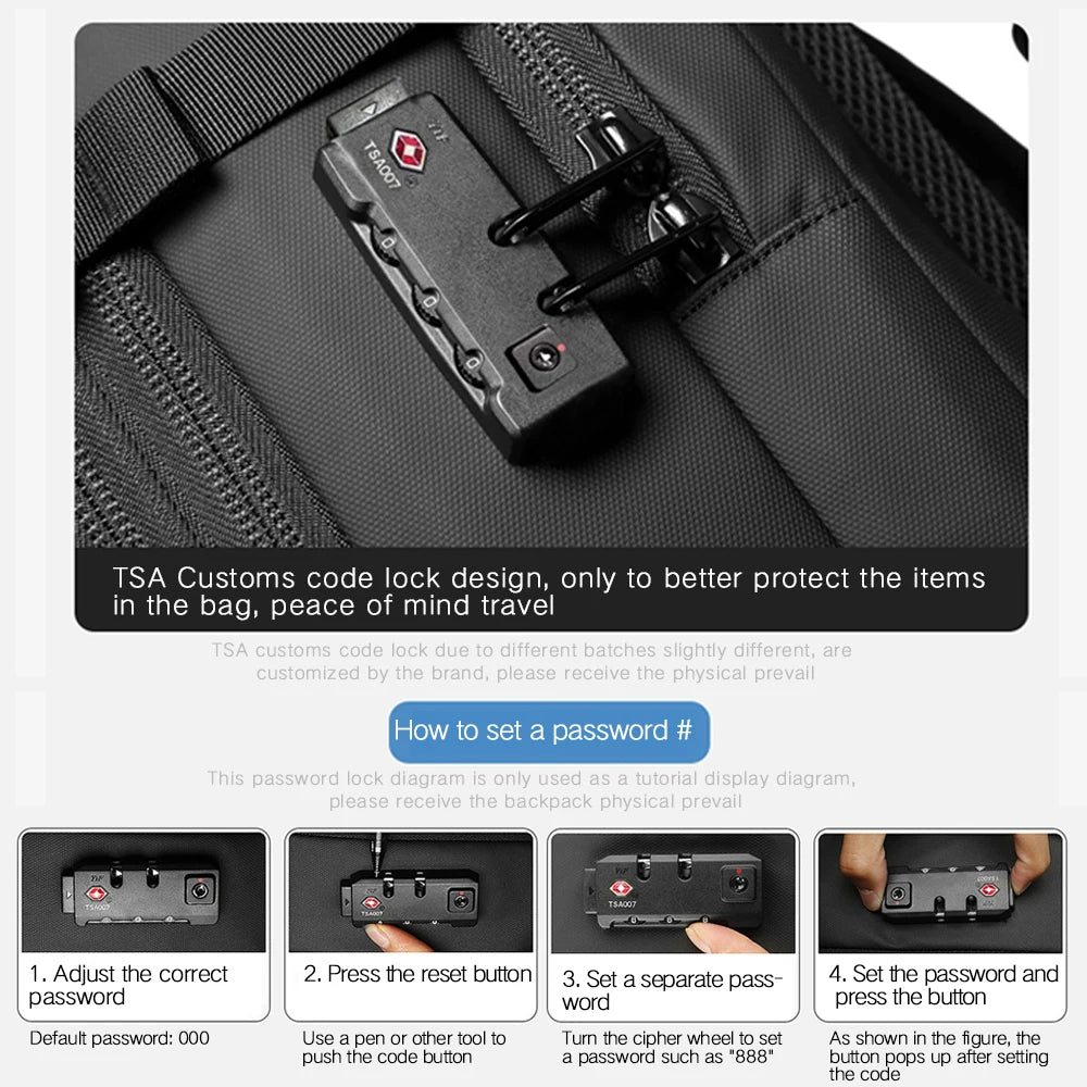 3Pcs Travel Vacuum Compression Backpack 17 inch Laptop Business Backpack Large Capacity Expanded Backpack With Anti-theft Lock