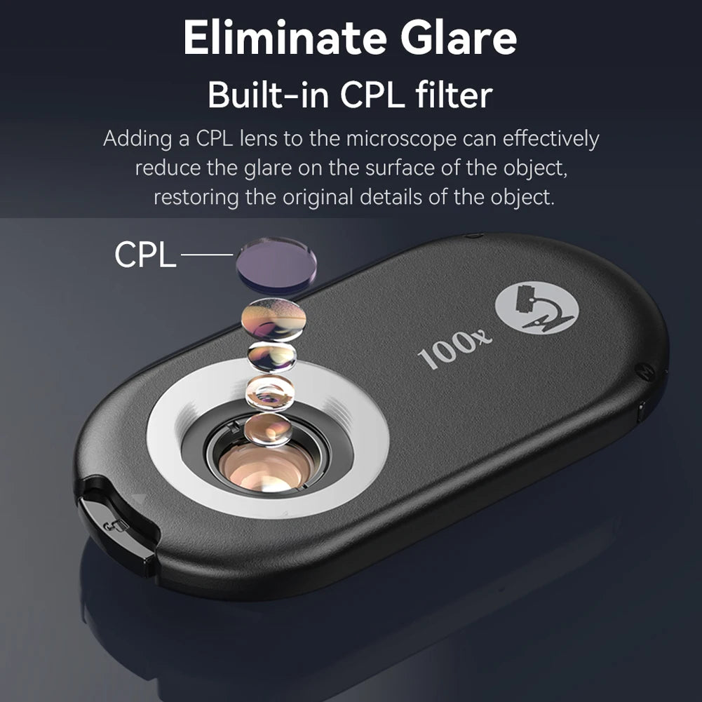 Digital 200X Microscope Lens mini Portable Lenses With LED Fill Lights CPL Filter Phone Adapter For iPhone Android Phones