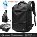 3Pcs Travel Vacuum Compression Backpack 17 inch Laptop Business Backpack Large Capacity Expanded Backpack With Anti-theft Lock