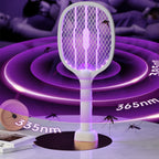 Electric Fly Insect Bug Zapper 2 in 1 Racket Mosquito Killer Fly Swatter Trap USB Rechargeable for Home 3000V UV Light Bug