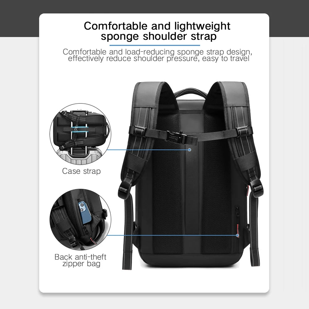 3Pcs Travel Vacuum Compression Backpack 17 inch Laptop Business Backpack Large Capacity Expanded Backpack With Anti-theft Lock