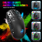 60% Wireless Gaming Keyboard and Mouse Combo, RGB Backlit Quiet Ergonomic Mechanical Feeling Keyboard, Gaming Mouse for Desktop