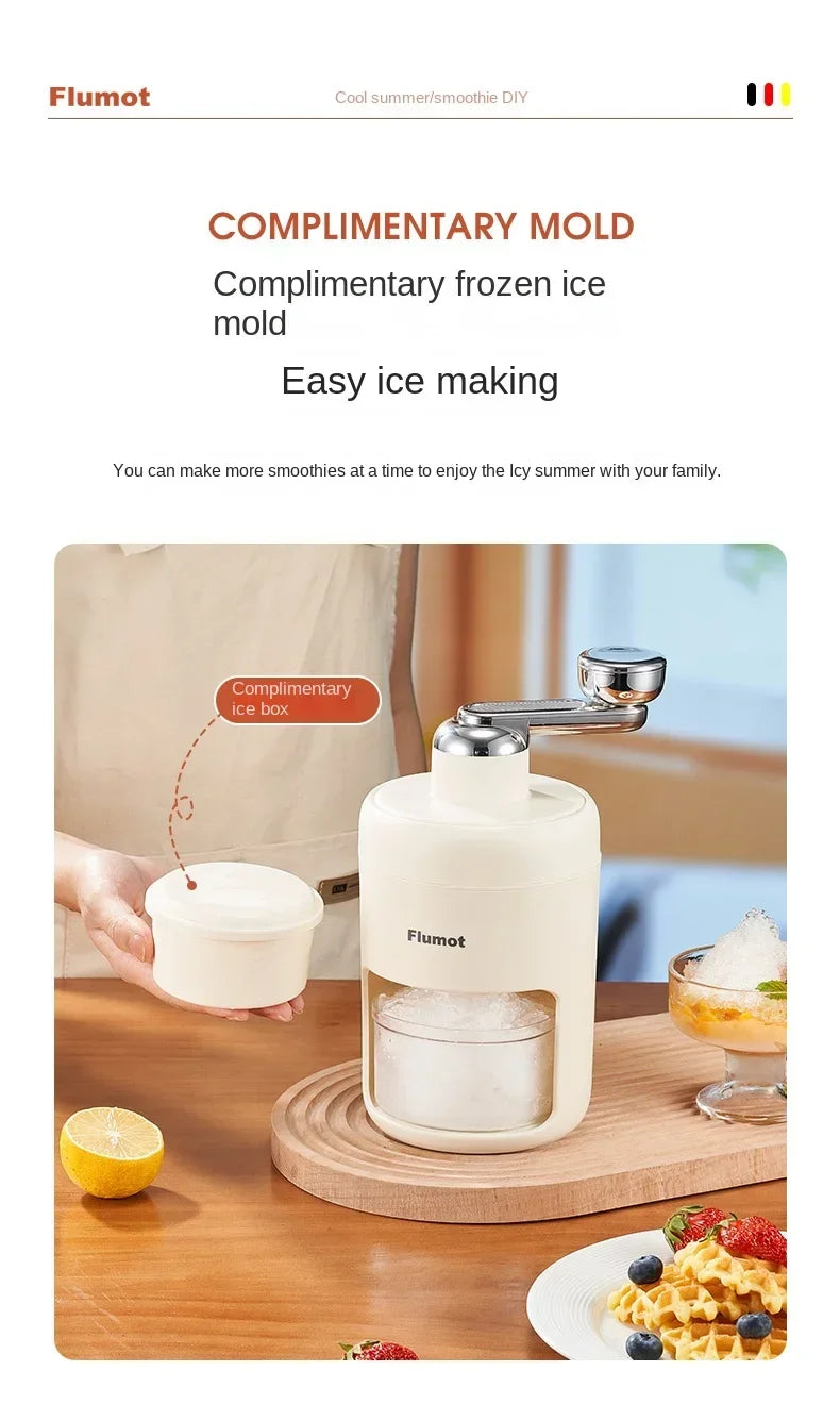 Portable Mini Hand-crank Ice Crusher Slush Machine for Home Use - Easy Ice Making A