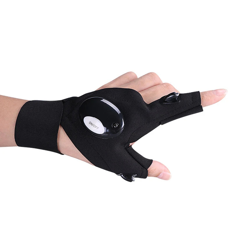 LED Flashlight Luminous Running Gloves Waterproof Cycling Camping Hiking Rescue Glove Lamp Lighting Gloves Fingerless Gloves
