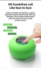 Portable Waterproof Mini Bluetooth Shower Speaker with Suction Cup and LED Lights 3D Surround Stereo Subwoofer Bathroom Audio