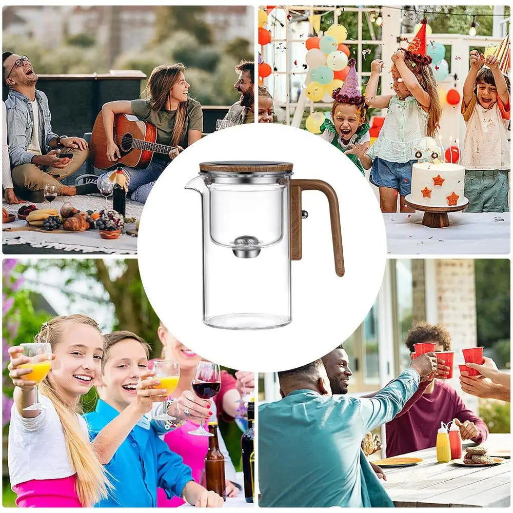 Heat Resistant Glass Tea Pot Loose Tea Wooden Handle Teapot with Infuser Spout Tea Maker Kettle for Tea Room Restaurant Home