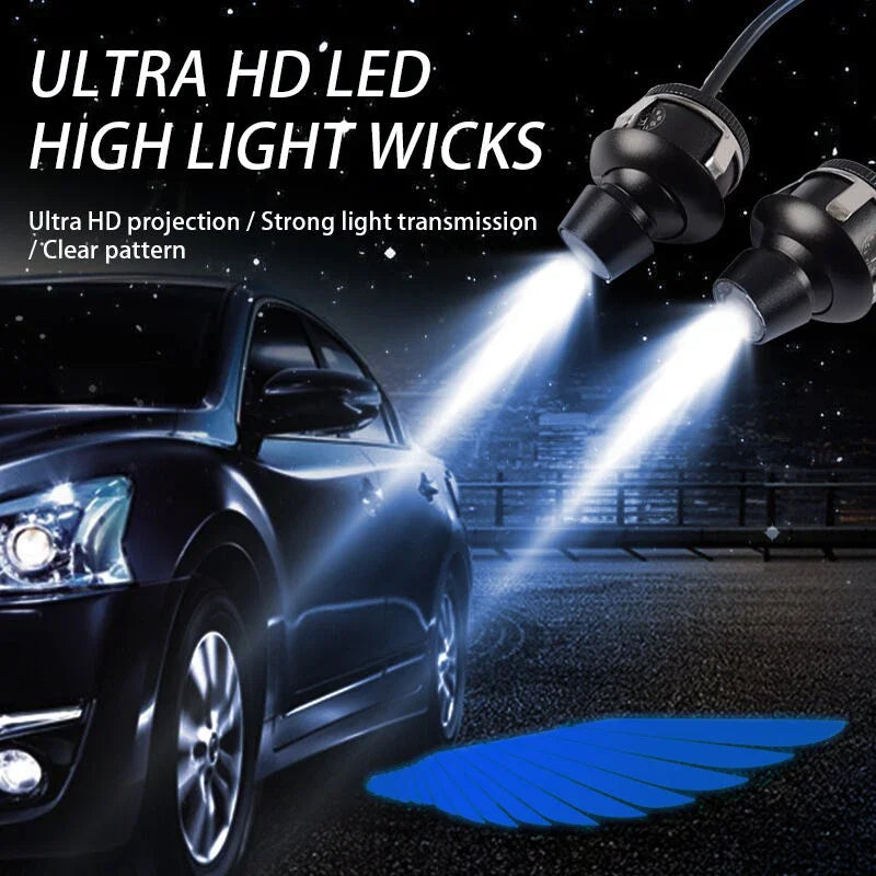 LED Light 2PCS Car Angel Wings Welcome Light Rearview Mirror Welcome Light Angel Wings Carpet Projection Auto Decoration