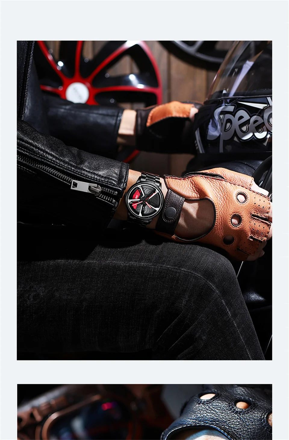 Sports 3D Spinning Mens Watches Car Rim Hub Wheel Watches Waterproof Quartz Car Wristwatch Watch Unique Design Relogio Masculino