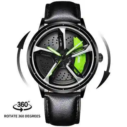 Sports 3D Spinning Mens Watches Car Rim Hub Wheel Watches Waterproof Quartz Car Wristwatch Watch Unique Design Relogio Masculino
