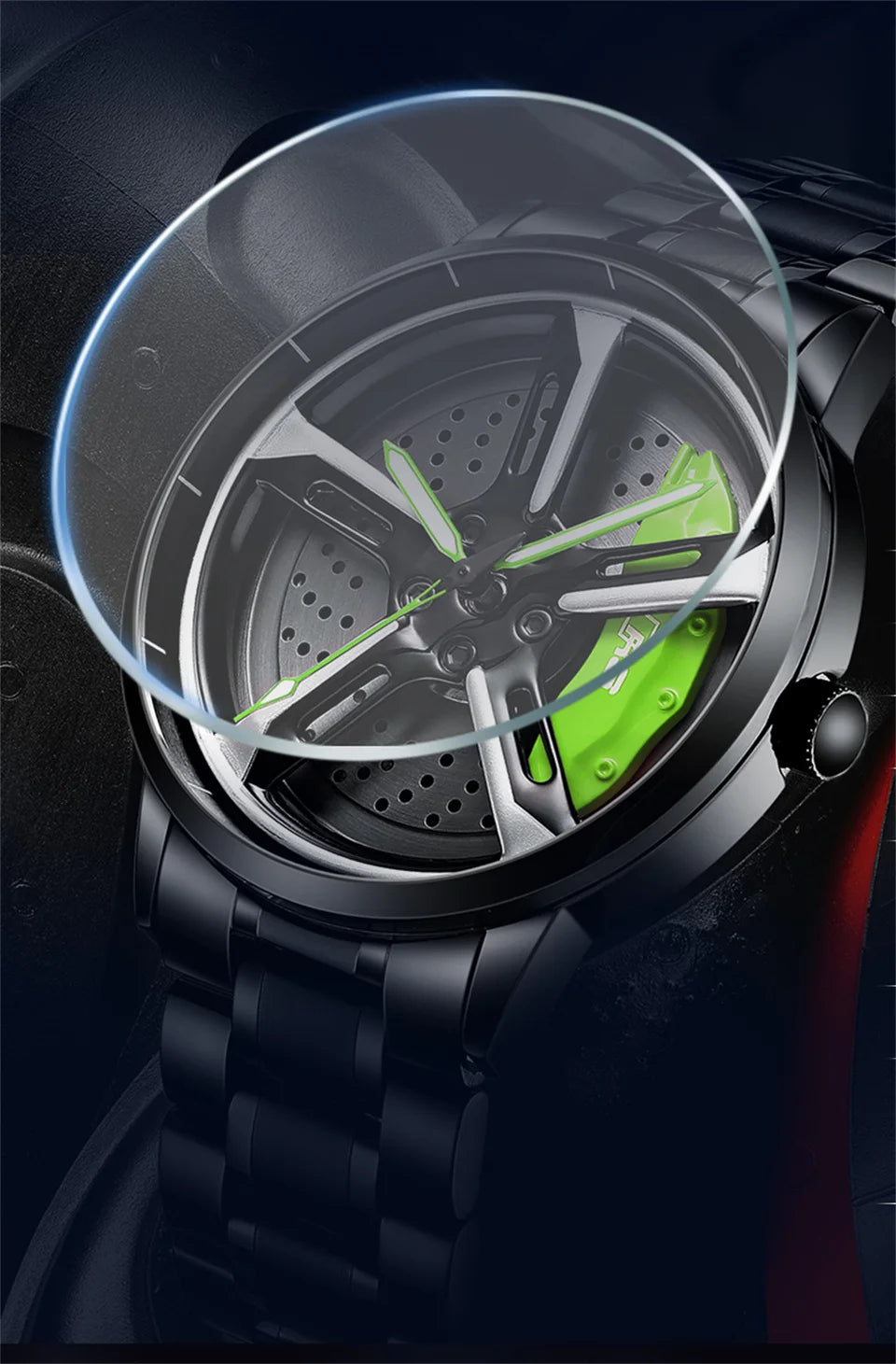 Sports 3D Spinning Mens Watches Car Rim Hub Wheel Watches Waterproof Quartz Car Wristwatch Watch Unique Design Relogio Masculino