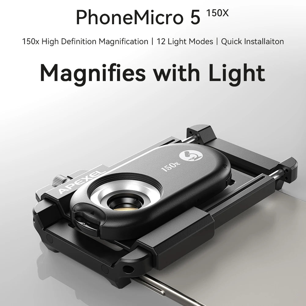 Digital 200X Microscope Lens mini Portable Lenses With LED Fill Lights CPL Filter Phone Adapter For iPhone Android Phones