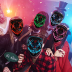 LED Halloween Mask Luminous Glow in The Dark Mascaras Halloween Party Costume Cosplay Masques Light Horror Props Neon Masquerade