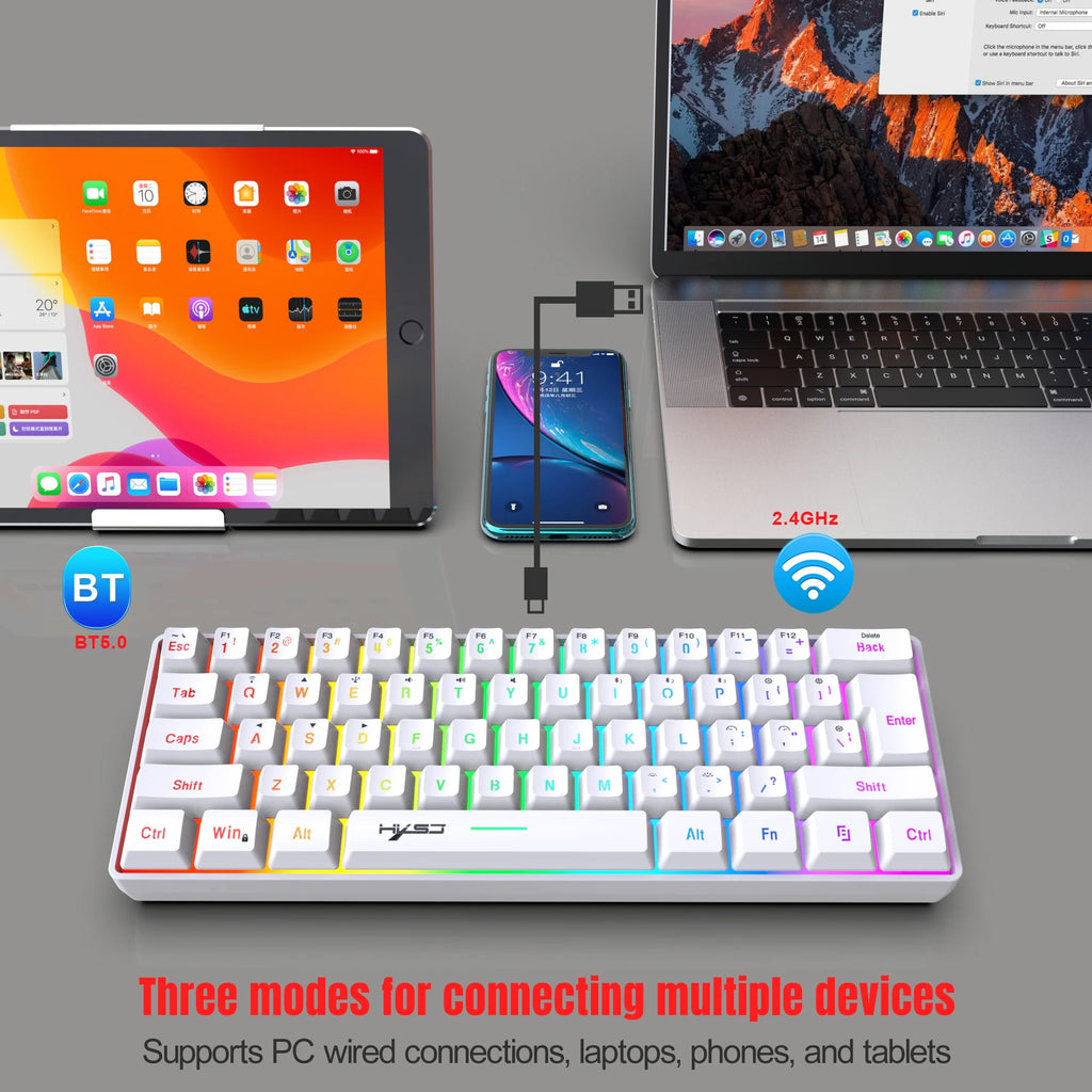 60% Wireless Gaming Keyboard and Mouse Combo, RGB Backlit Quiet Ergonomic Mechanical Feeling Keyboard, Gaming Mouse for Desktop