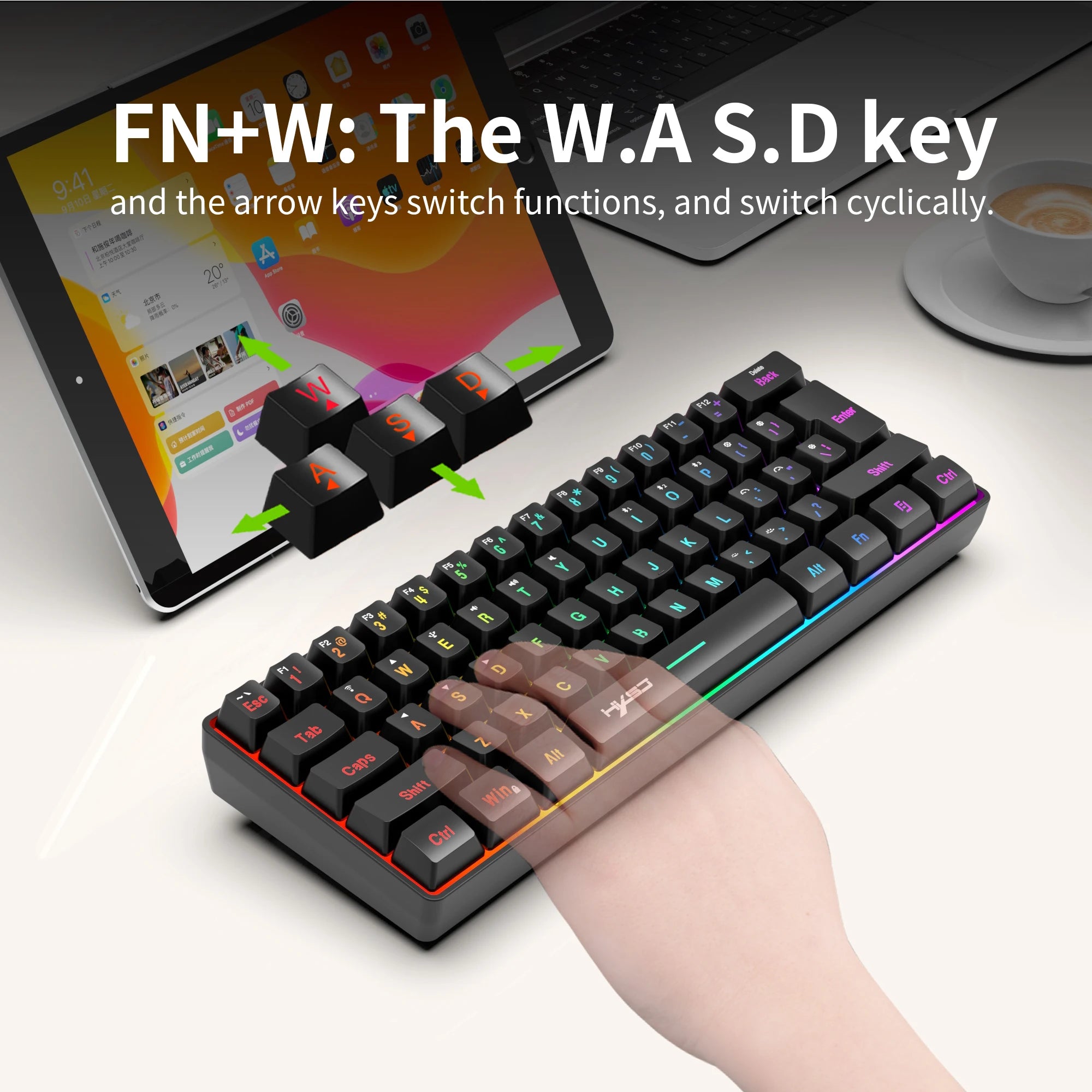 60% Wireless Gaming Keyboard and Mouse Combo, RGB Backlit Quiet Ergonomic Mechanical Feeling Keyboard, Gaming Mouse for Desktop