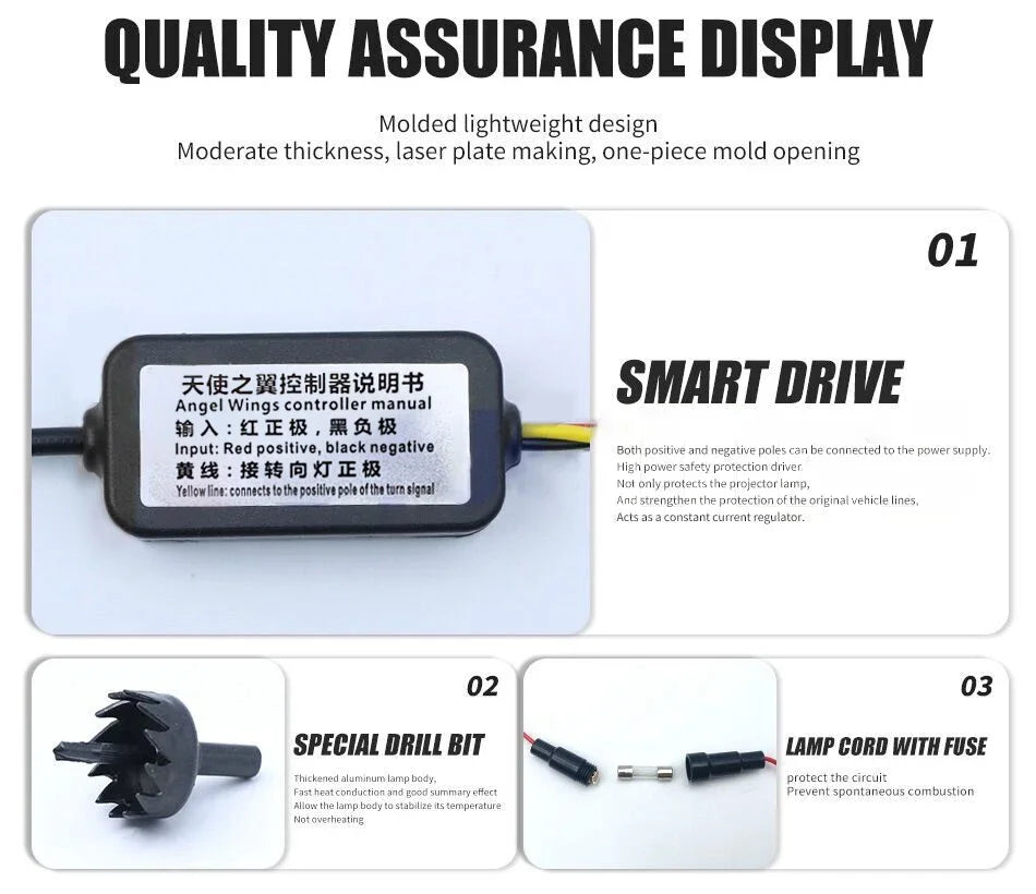 LED Light 2PCS Car Angel Wings Welcome Light Rearview Mirror Welcome Light Angel Wings Carpet Projection Auto Decoration