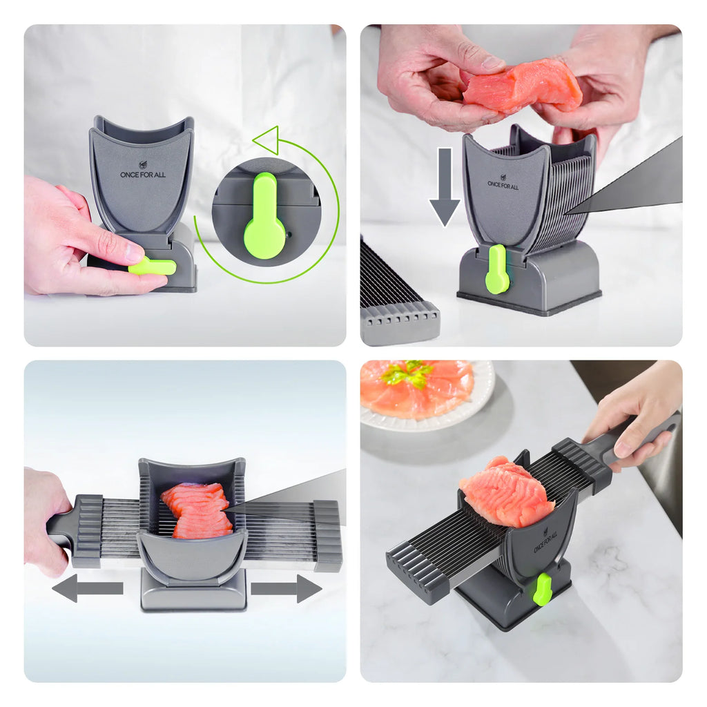ONCE for All Meat Slicer and  Knife Set for Meat Slicing , Manual Fresh Meat Cutter, Slicer for Beef, Pork, Chicken Breast