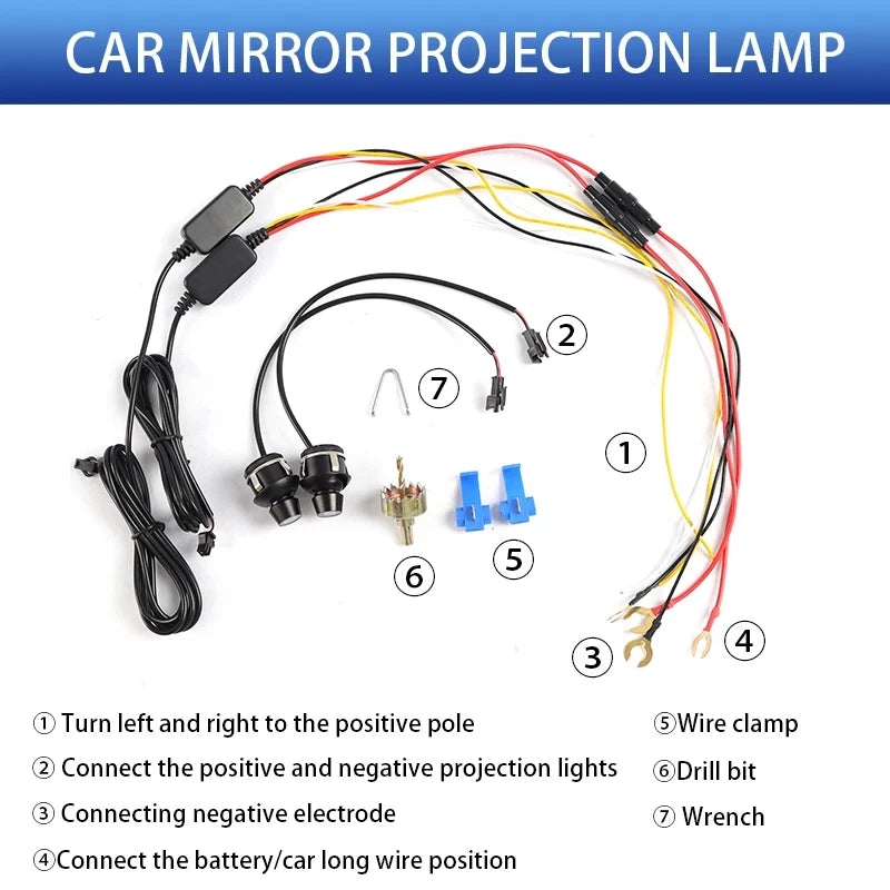 LED Light 2PCS Car Angel Wings Welcome Light Rearview Mirror Welcome Light Angel Wings Carpet Projection Auto Decoration