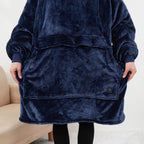 Oversized Wearable Blanket Hoodie with Sleeves Pocket Sherpa Fleece Blanket Sweatshirt Warm Thick Plush Heating Hooded Blankets