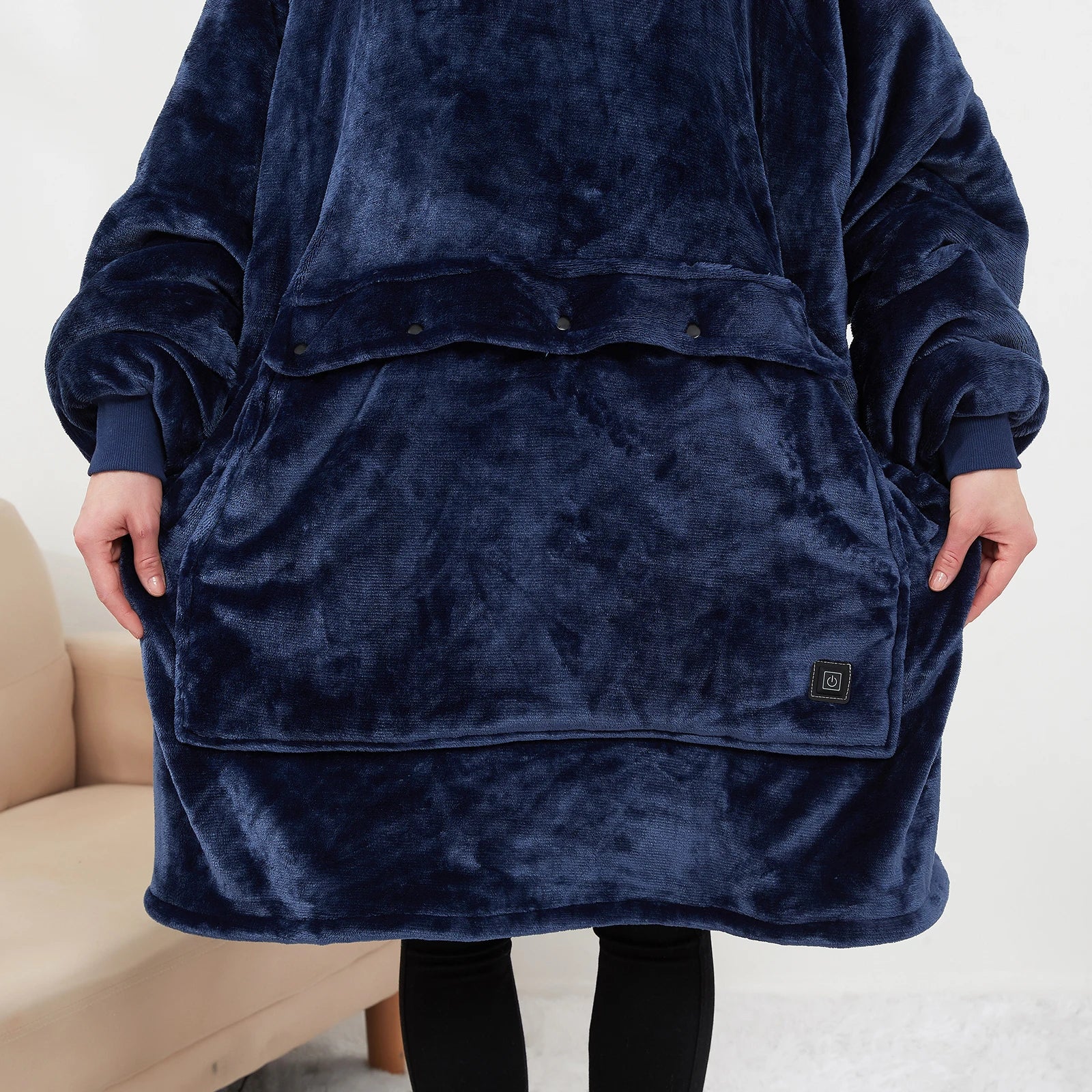 Oversized Wearable Blanket Hoodie with Sleeves Pocket Sherpa Fleece Blanket Sweatshirt Warm Thick Plush Heating Hooded Blankets