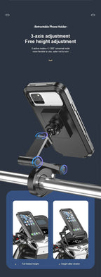 Waterproof Motorcycle Bike Mobile Phone Holder Magnetic Universal Bicycle GPS 360° Swivel Adjustable Motorcycle Cellphone Holde