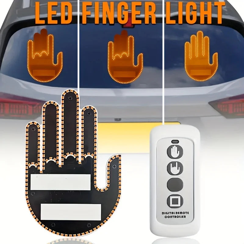 New LED Illuminated Gesture Light Car Finger Light With Gesture Light Hand Lamp Funny Hand Lamp Windshield Warning  LED Up Sign