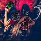 LED Halloween Mask Luminous Glow in The Dark Mascaras Halloween Party Costume Cosplay Masques Light Horror Props Neon Masquerade